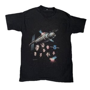 Vintage Men's 1994 Warner Bros Babylon 5 Black Single Stitch T Shirt 2XL Usa